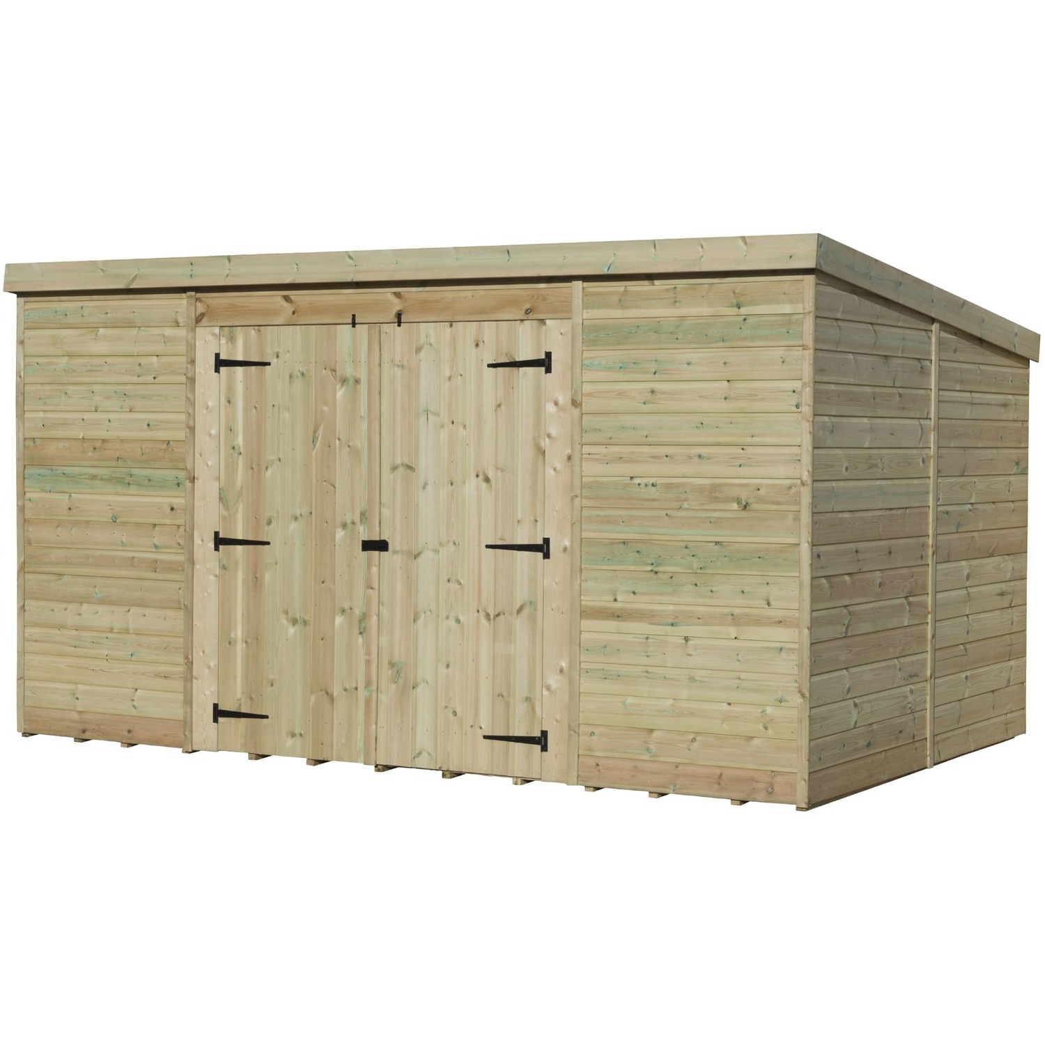 Empire 5000 10x8 Pent Garden Shed with a Central Double Door - Green