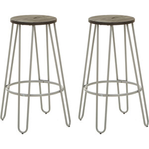 District 3 Piece Elm Wood Bar Table And Stool Set