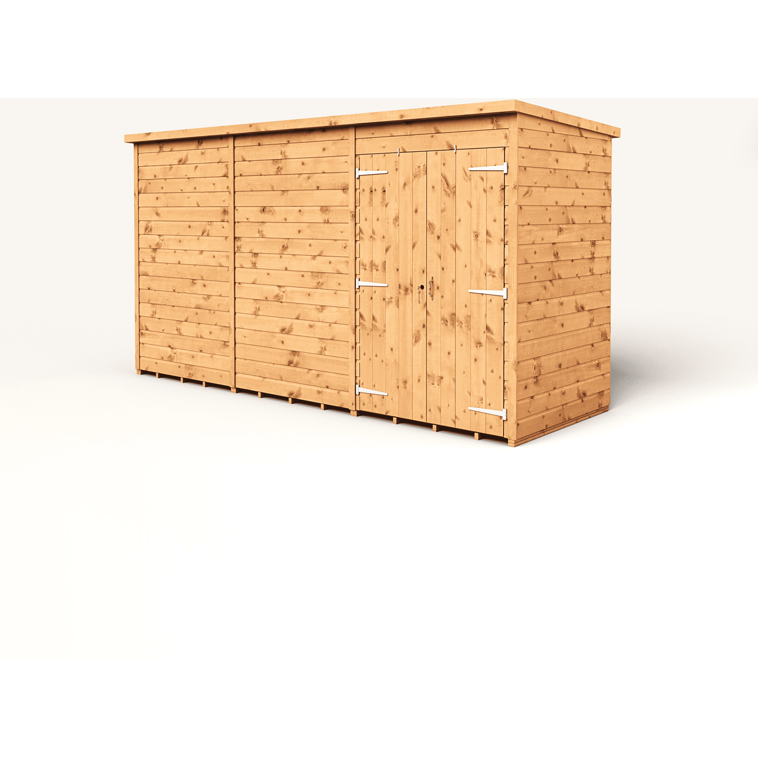 Empire 12x4 Modular Pent Garden Shed with a Double Door - Brown