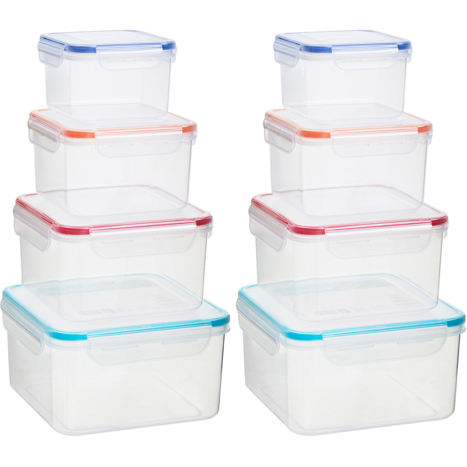 Herrela Set of 8 Airtight Lid Food Containers - Transparent