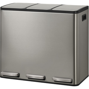 SONGMICS 3 x 4.8 Gallon Silver 3 Compartment Pedal Bin