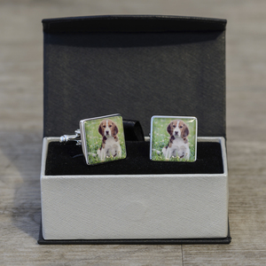 Personalised Dog Photo Upload Cufflinks - Silver Finish