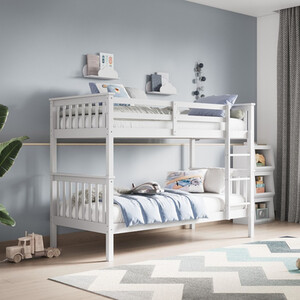 Zoom Wooden Small Single Bunk Bed White