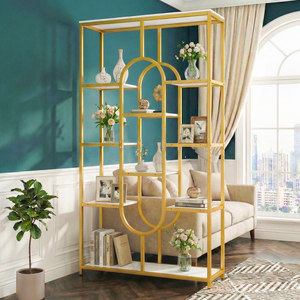 10-Tier Freestanding Geometric Bookshelf
