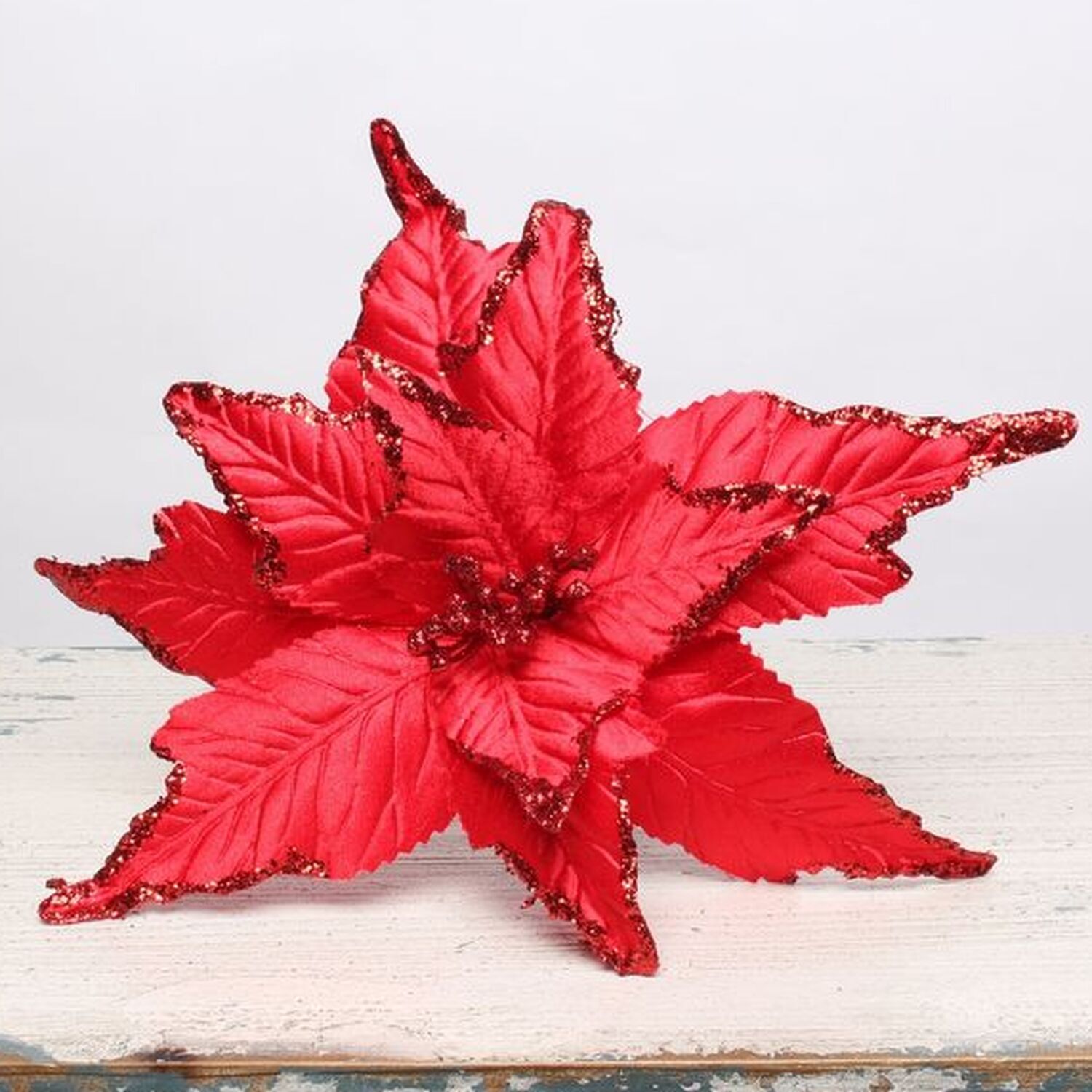 Large Poinsettia Pick 32cm - Red