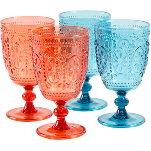 Set of 4 Casablanca Nights Boho Sun Vintage Wine Glasses