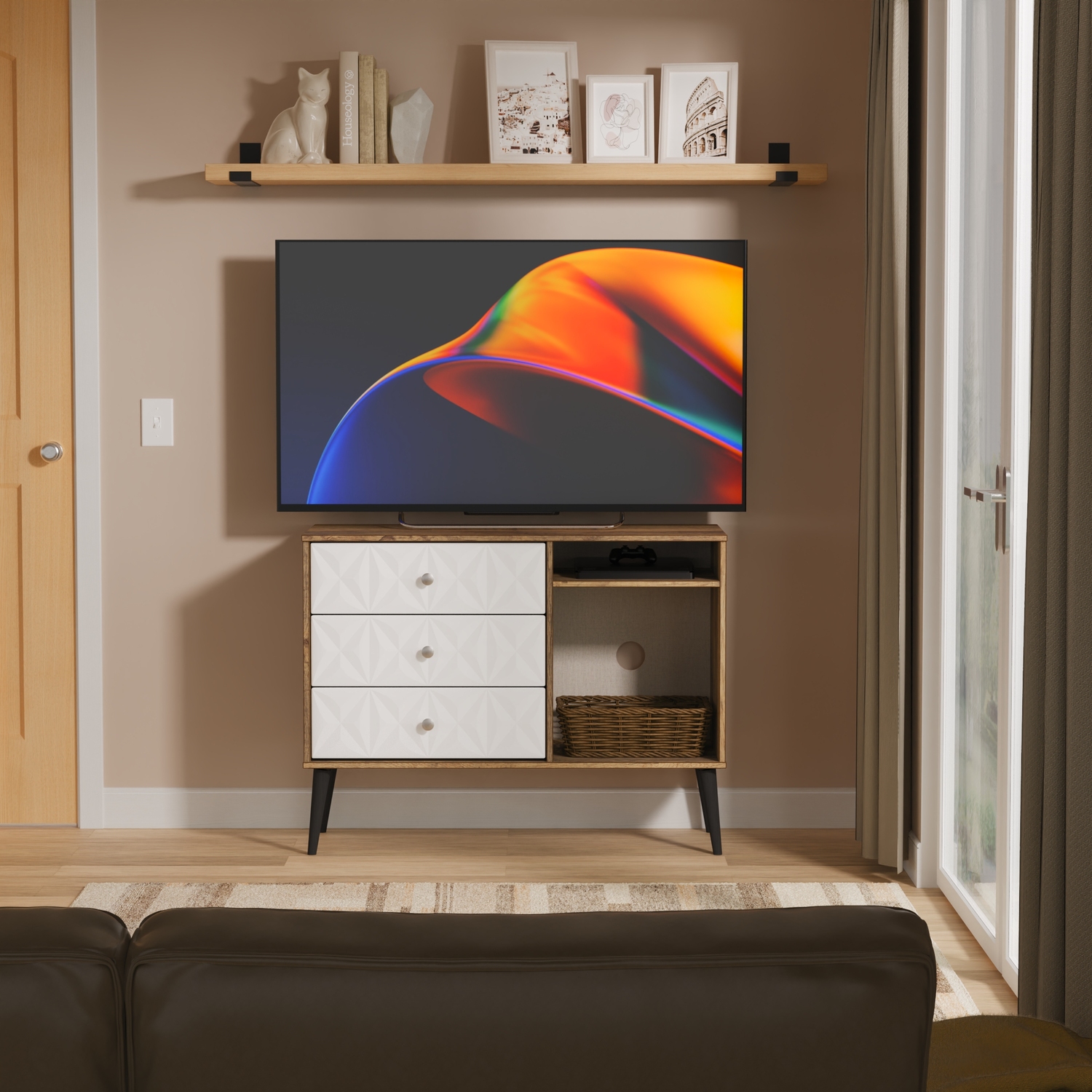 Tv Unity Rails Pixel Ready Assembled 3 Drawer TV Unit