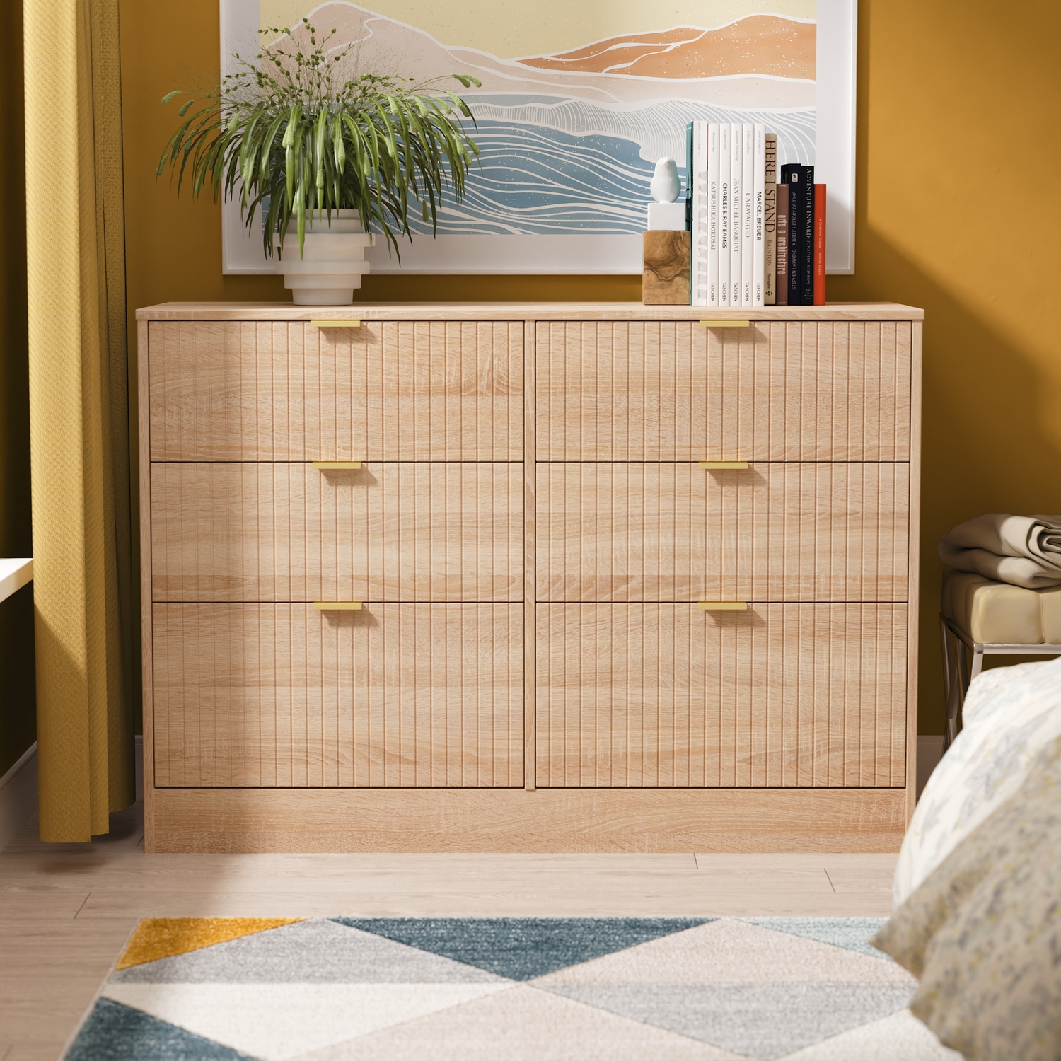 Nashville F Ready Assembled 6 Drawer Bed Box - Bardolino Oak