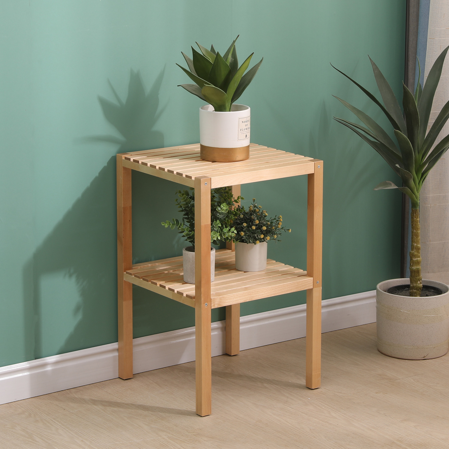 Birch Wood Book Storage Shelf