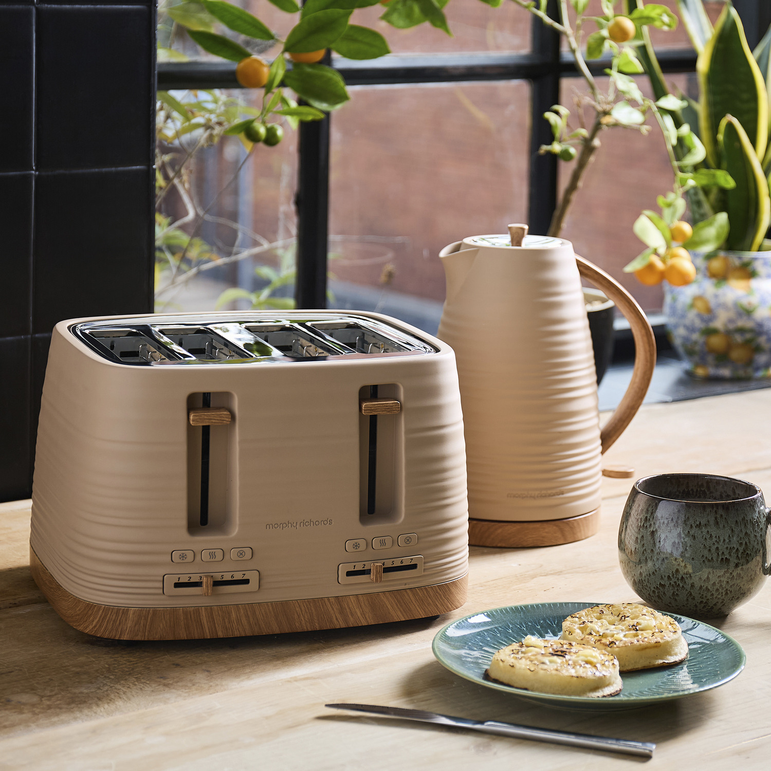 Morphy Richards Clay Kettle And Toaster Set - Brown