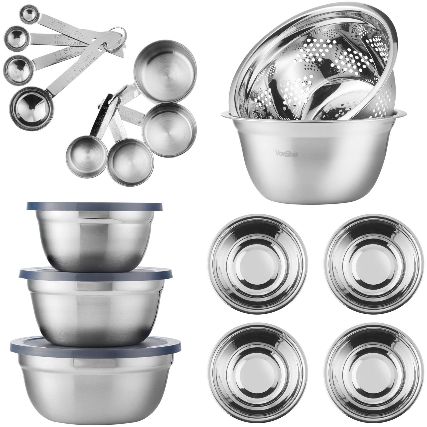 Image of 20Pc Mixing Bowl Set - Silver