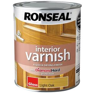 Ronseal Interior Varnish Quick Dry Gloss Light Oak Gloss 750ml