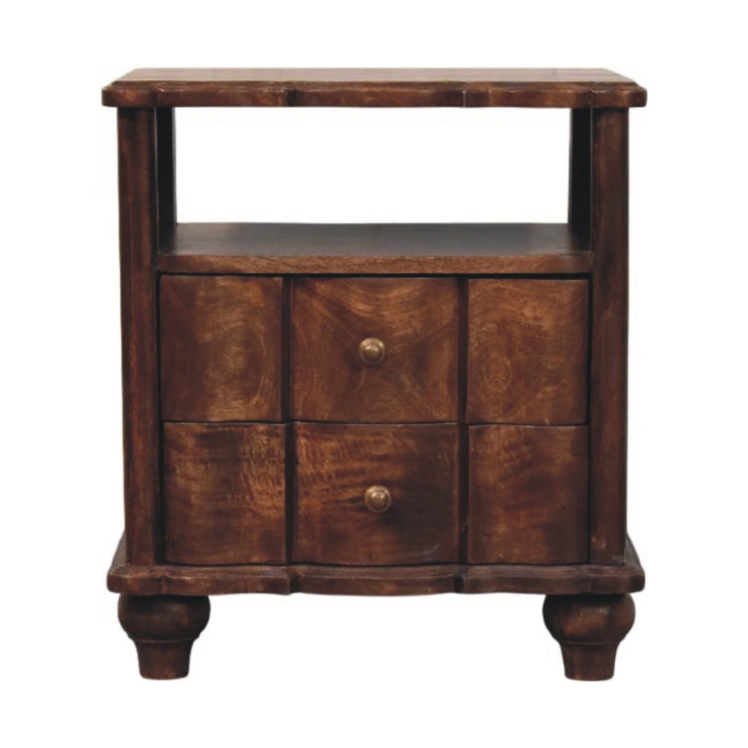 Artisan Furniture Solid Wood 2-Drawer Bedside With Open Shelf - Brown