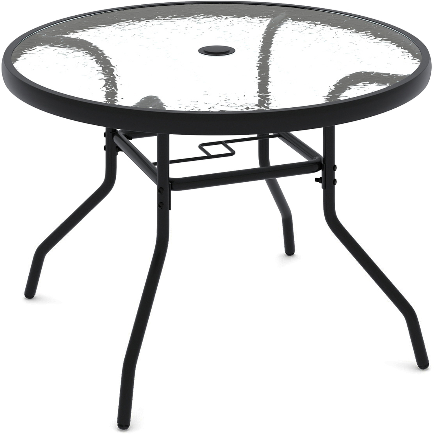 Costway Round Bistro Table With Umbrella Hole - Black