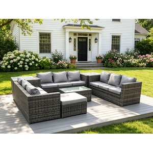 Rattan Corner Sofa Set Coffee Table Lounge 10 Seater