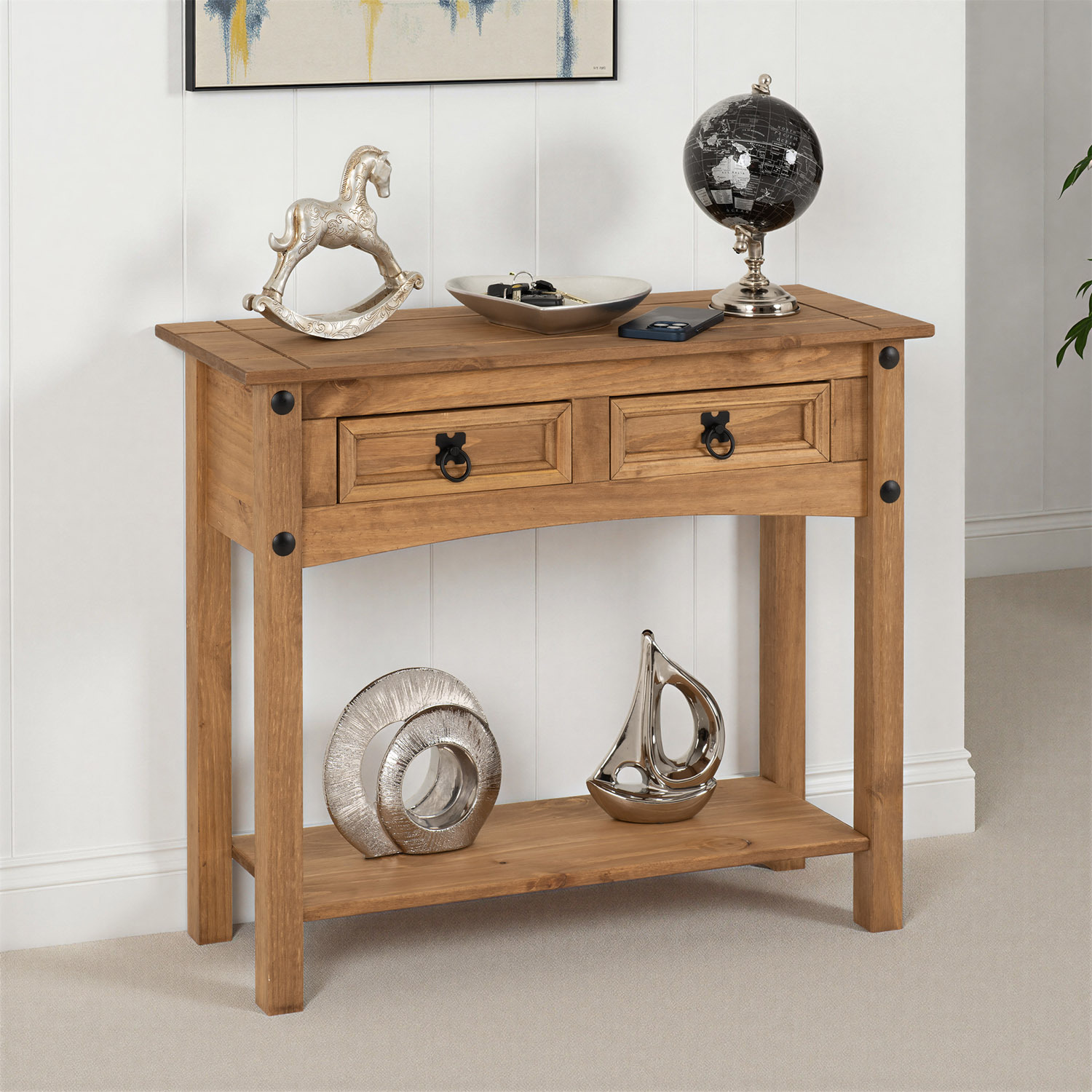 Seconique Corona 2 Drawer Console Table, Wax - Image 4