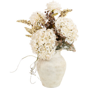 Faux Hydrangea Arrangement in Ceramic Vase