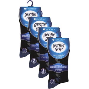 12 Pairs Mens Gentle Grip Loose Top Socks | Extra Wide Non Elastic Socks