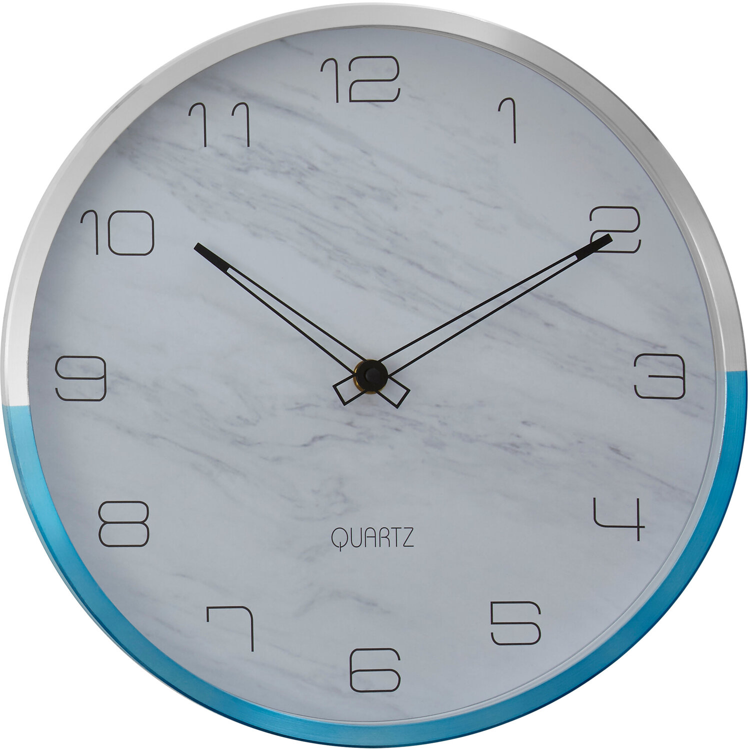 Interiors By Premier Elko 30Cm Dia Wall Clock With Silver And Blue Frame - Blue