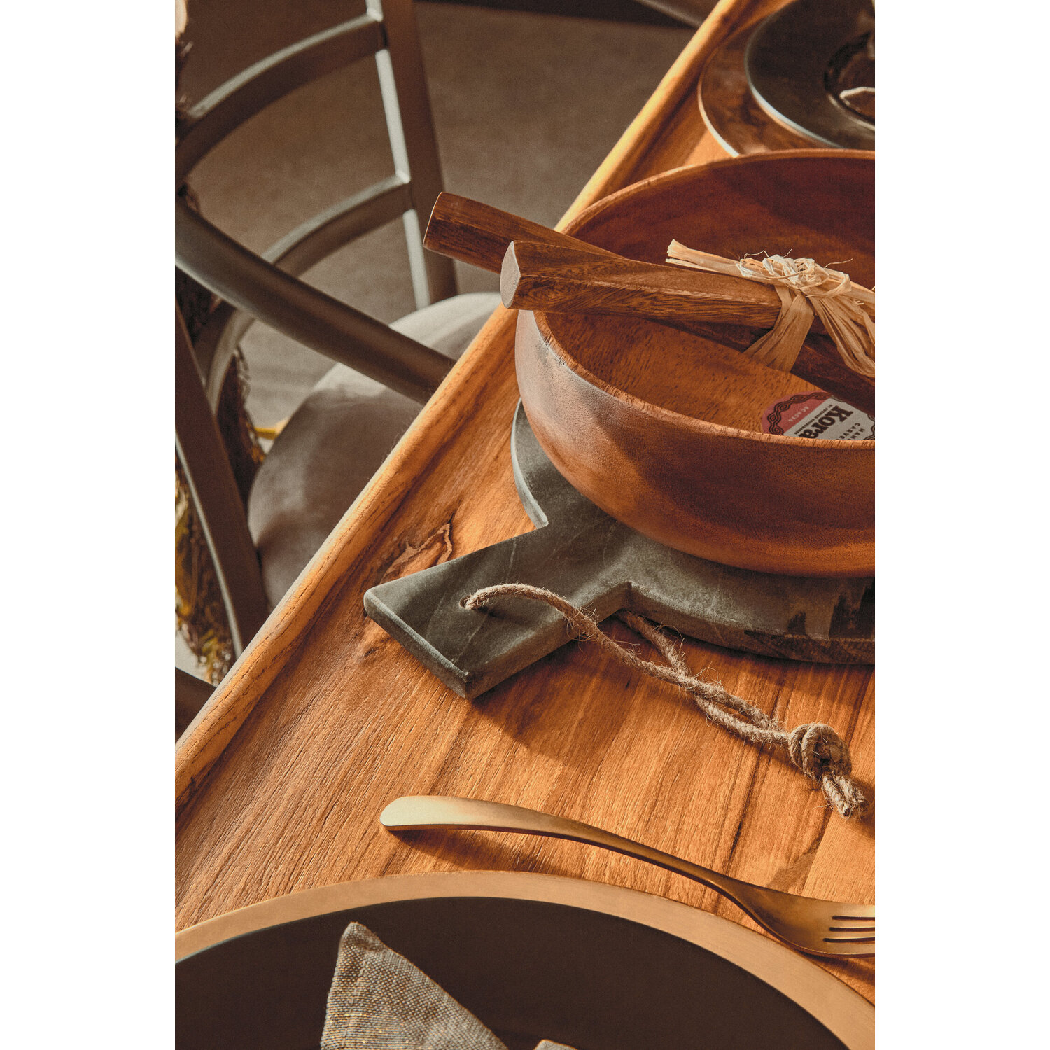 Maison By Premier Marmore Grey Marble Round Paddle Serving Board - Grey