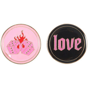 Something Different Love Flaming Dice Badge (Pack of 2)