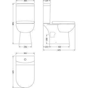 Newborough Compact Toilet Pan and Cistern - 805mm x 360mm x 625mm