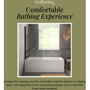 Round Single Ended 1700x700 Shower Bath Set - Front Panel, Round Bath Screen