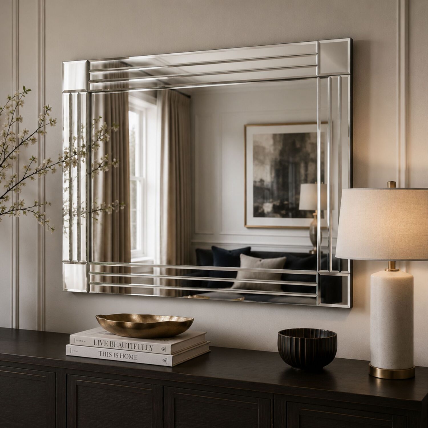 Image of Triple Edge Mirror Bevelled - Black&hellip;