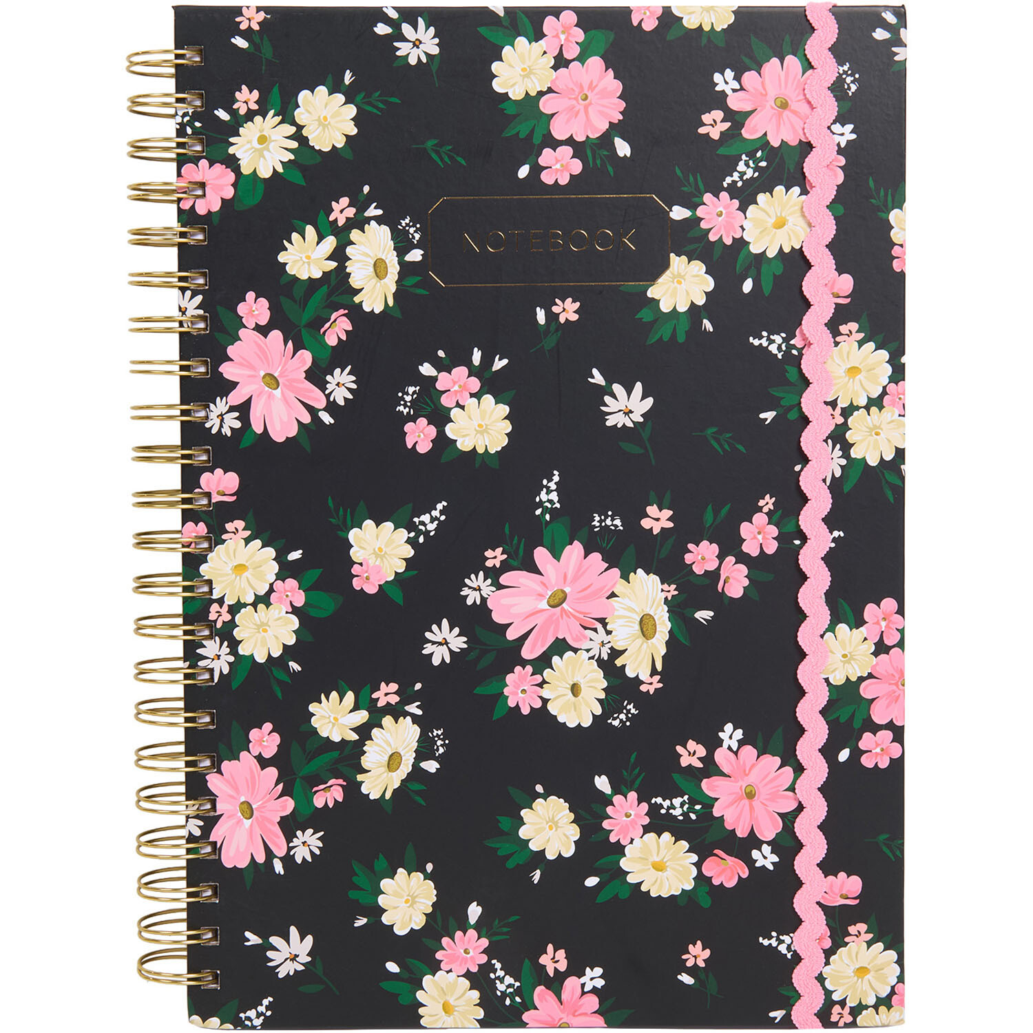 Wilko - A4 Notebook - Floral - Black and Pink - Image 2