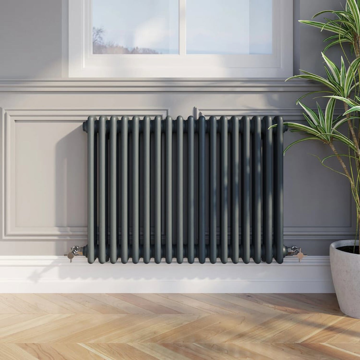 Temprazo Traditional Colosseum Double Bar Column Radiator Anthracite 300 X 1190Mm - Anthracite / 830Mm / 600Mm / 100Mm