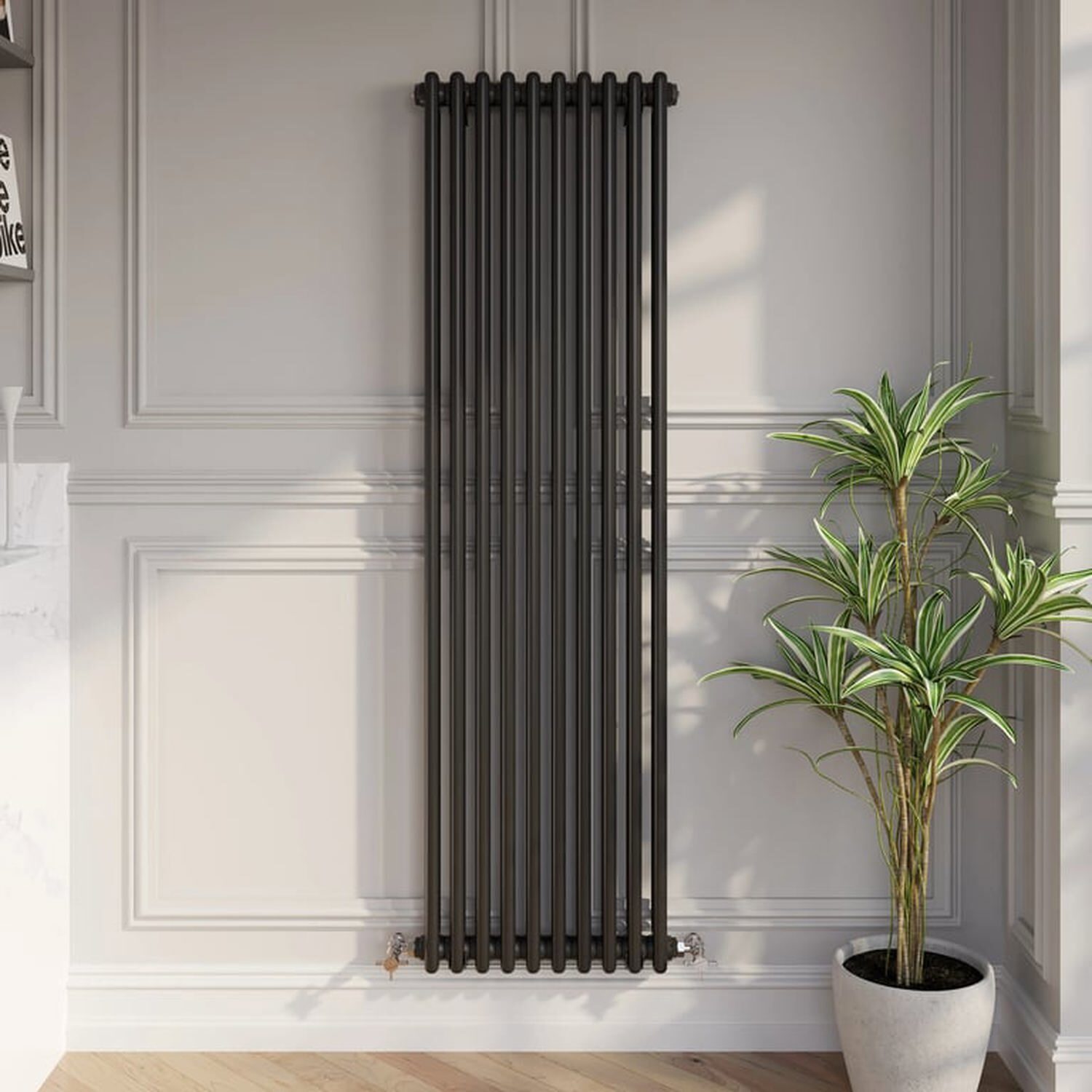 Temprazo Traditional Colosseum Double Bar Column Radiator Black 300 X 425Mm - Black / 470Mm / 1600Mm / 70Mm
