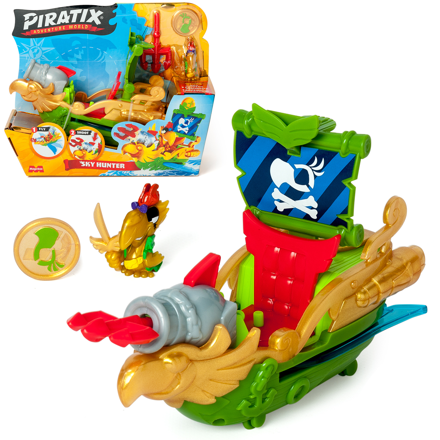 Piratix Sky Hunter Pirate Ship Playset With Figures And Accessories - Green