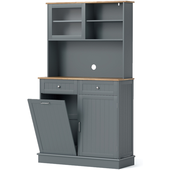 Double Tilt Out Trash Cabinet with Hutch