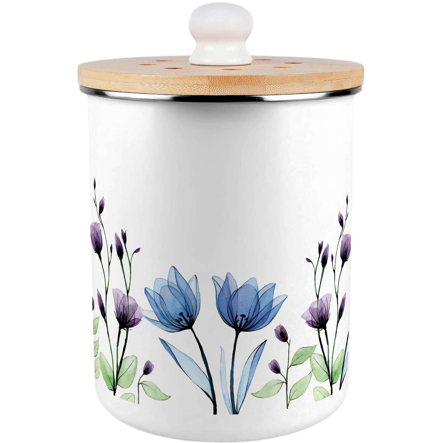 B&Q -  Blooming Floral Compost CaddyMetal 2L Decorative Kitchen Compost Caddy - Image 3