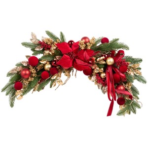 Noel Ribbon Poinsettia Swag