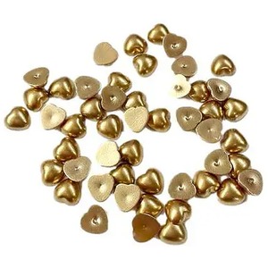 Pack of 50 Flat Backed Gold Pearl Heart Shape Beads