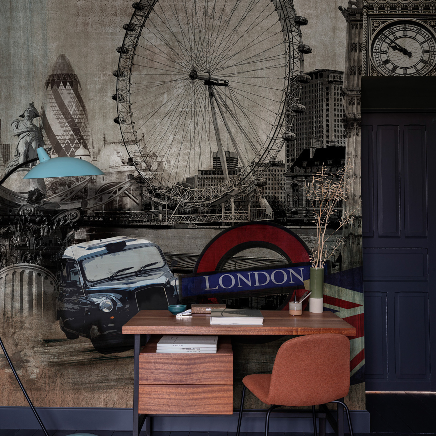 Grandeco London City Montage 7 Lane Textured Wallpaper Mural - Multi