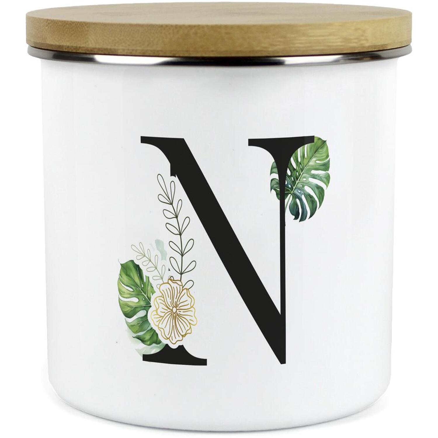 Purely Home Green & Gold Letter N Large Storage Canister