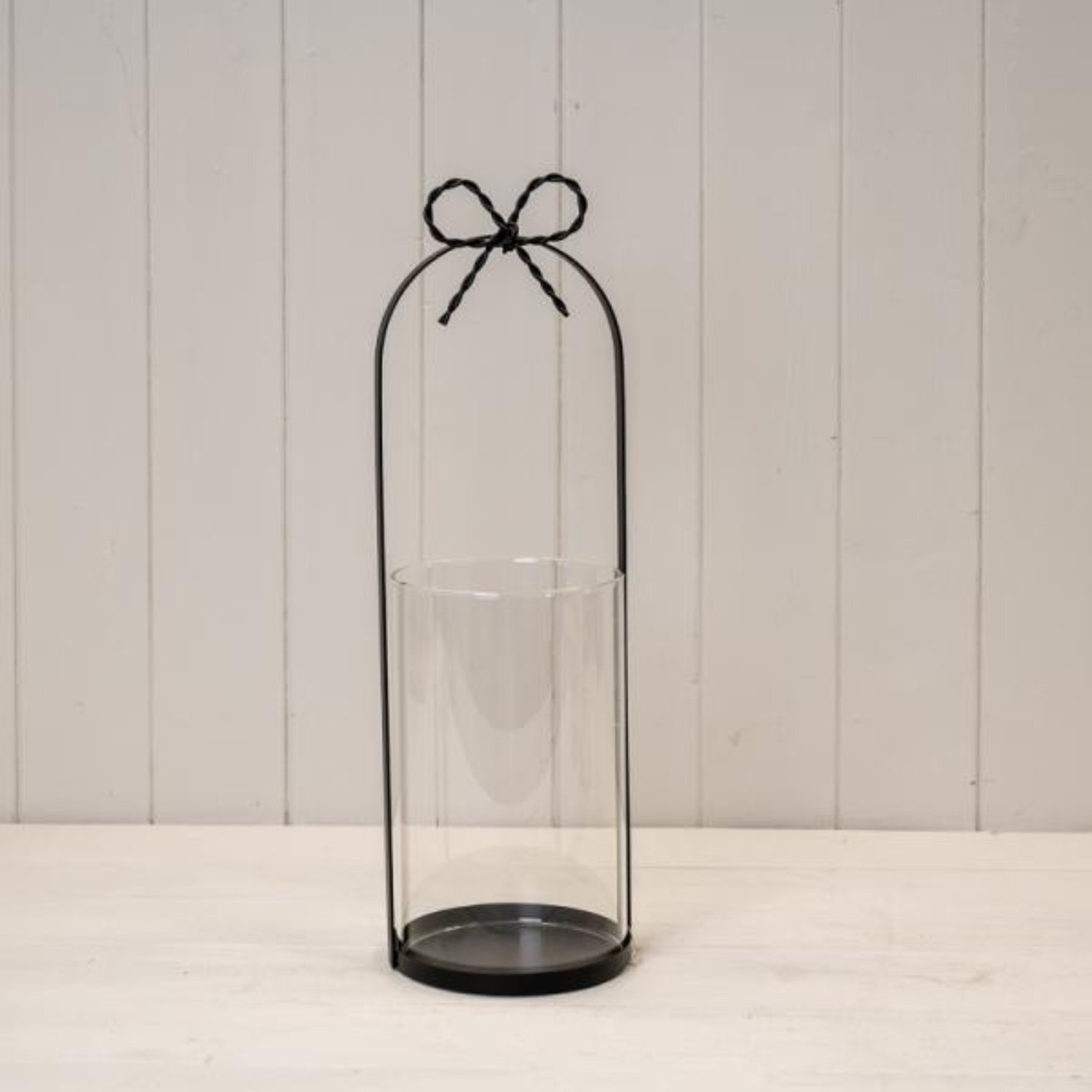 Kdmd Large Black Metal Candle Holder With Bow - Black