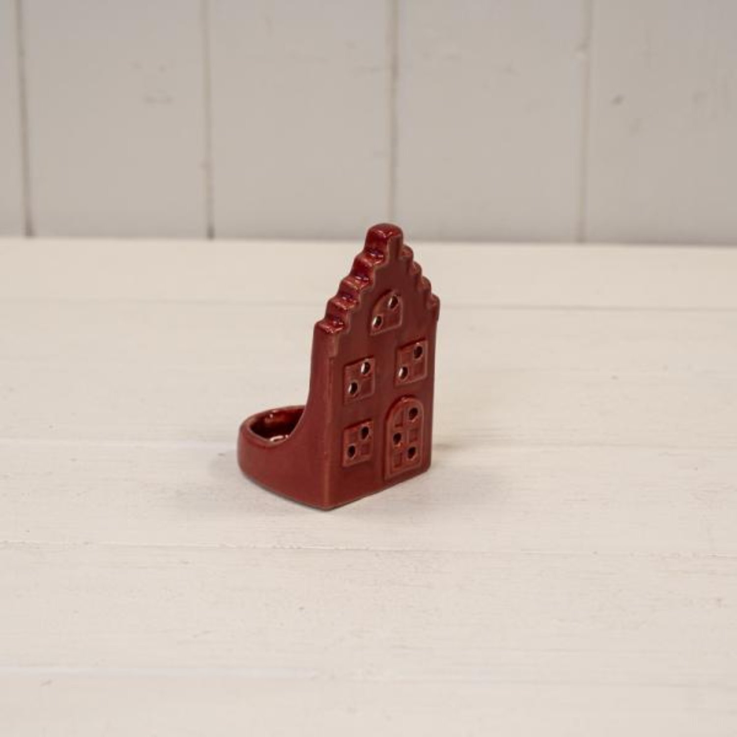 Kdmd Red Ceramic House Tealight Holder With Square Roof - Red