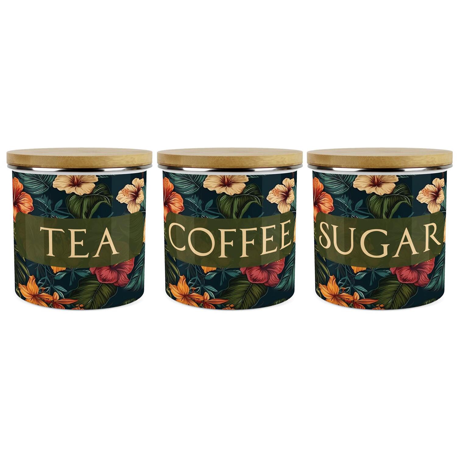 Purely Home Hibiscus Tea, Coffee & Sugar Canister Set - Enamel - Image 3