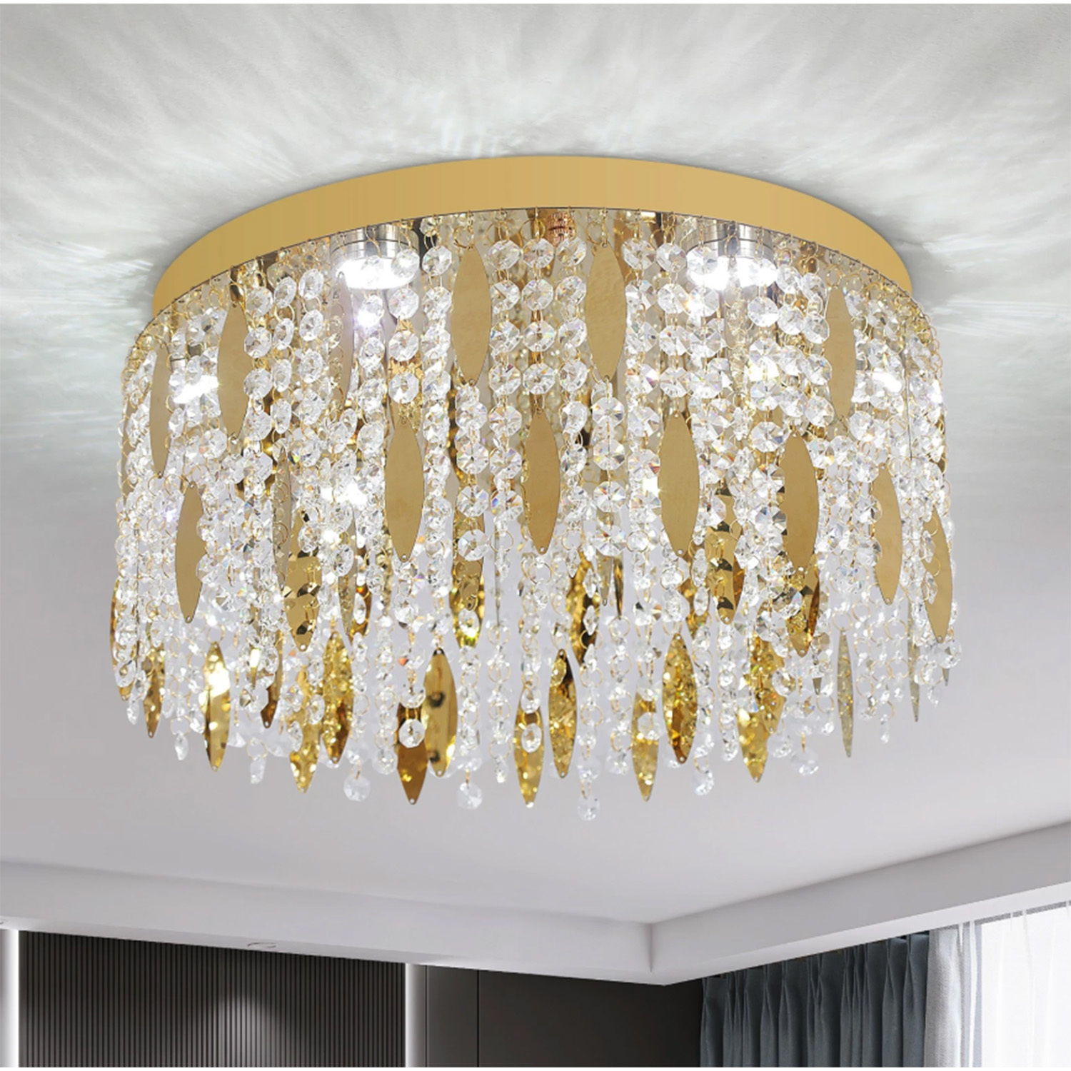The Bath Plus Tb+ Crystal Chandelier Round - Gold