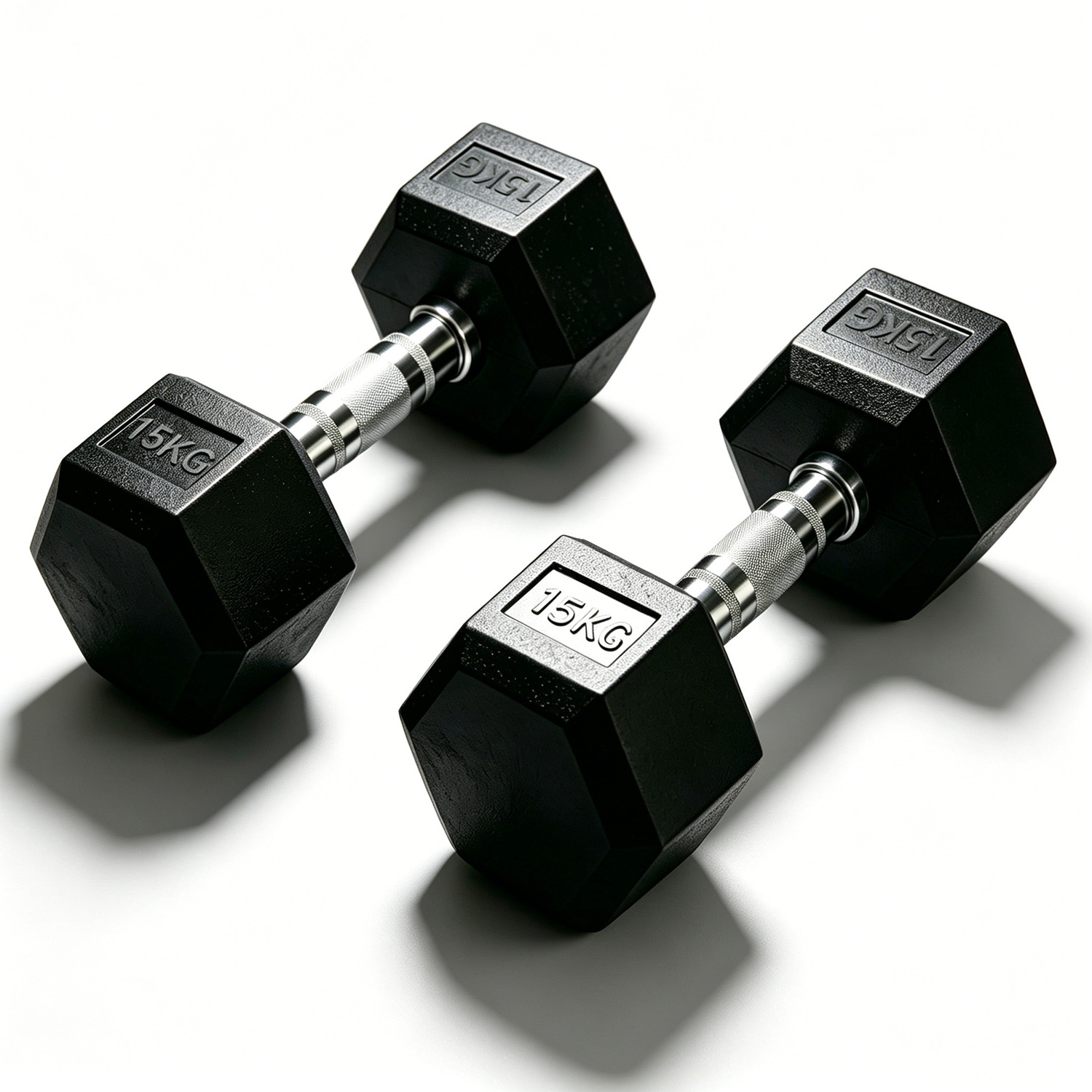 B&Q -  Hexagonal Rubber Dumbbells Strength Training Hand Weights 30 Kg - Image 3