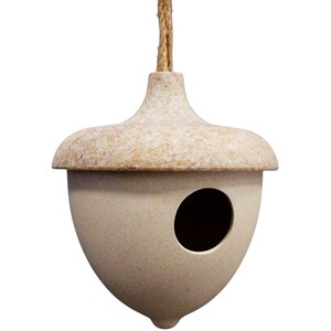 Earthy Oatmeal Chaff Natural Bamboo Hanging Acorn Birdhouse