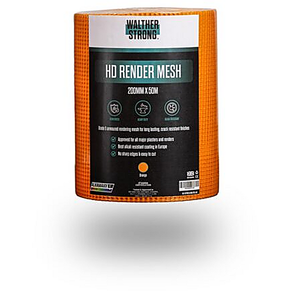 WALTHER STRONG HD RENDER MESH - ORANGE 200MM X 50M