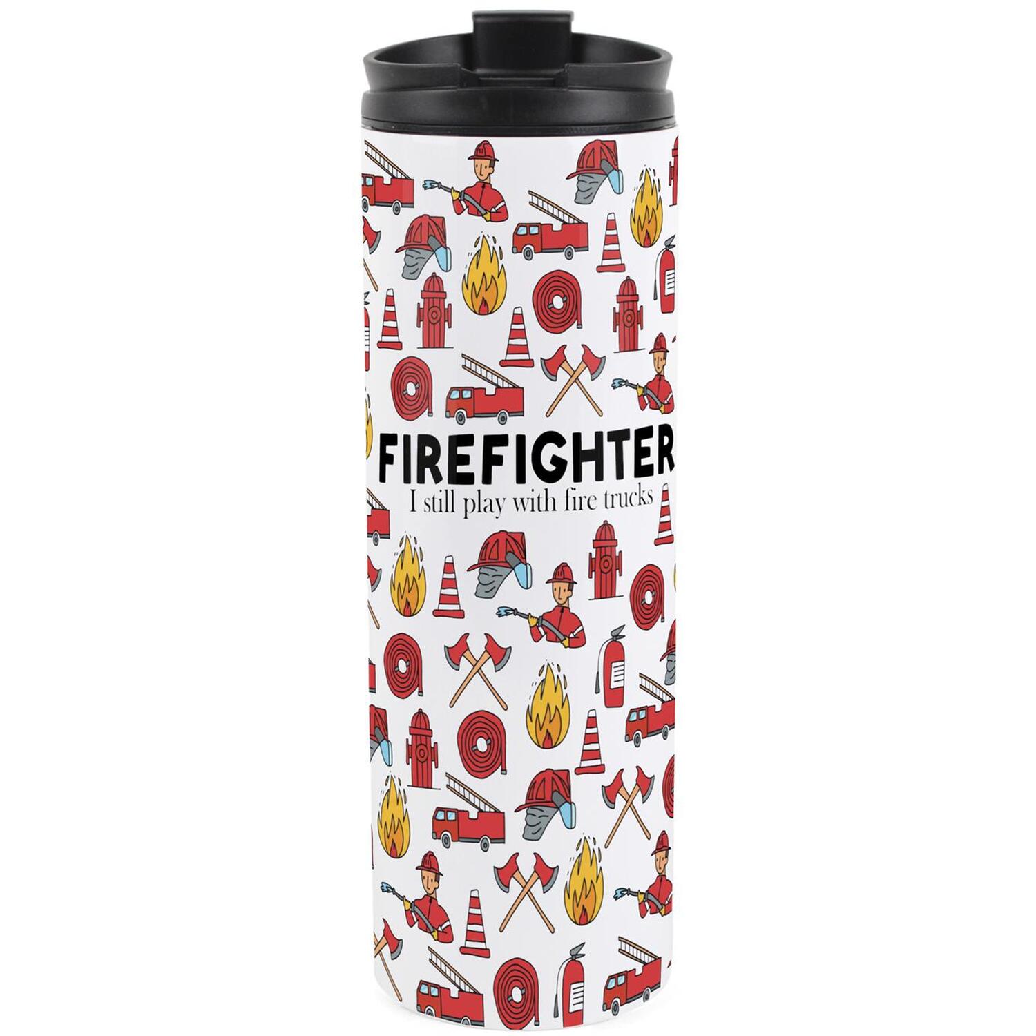Firefighter Travel Mug - Novelty Trades Gift Reusable Stainless Steel Flask - Image 2