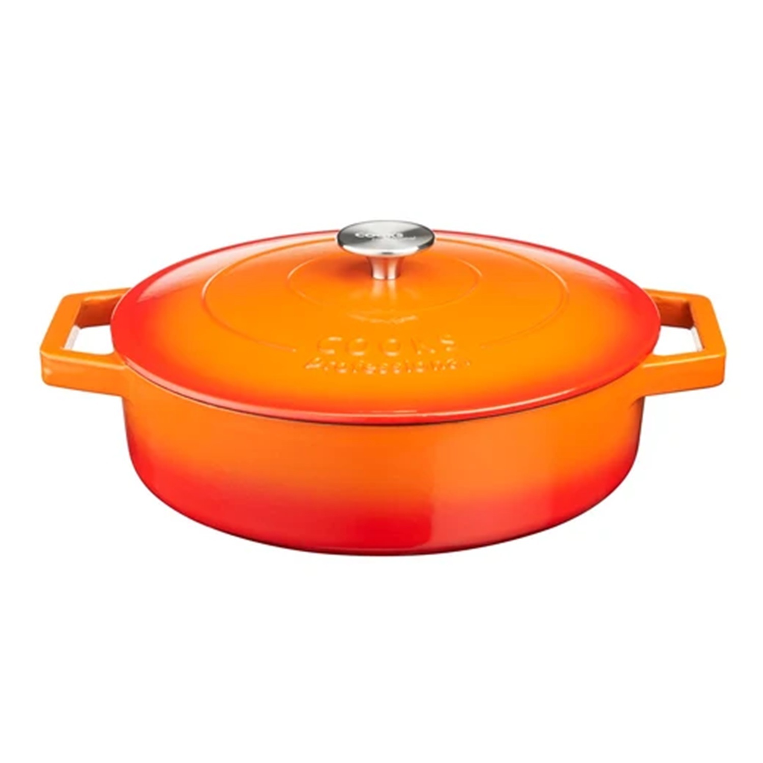B&Q -  Cast Iron Casserole Dish 28CmGraduated Orange - Image 3
