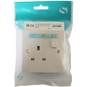 Single Gang White UK Wall Socket 13amp Switched Square Plug Socket