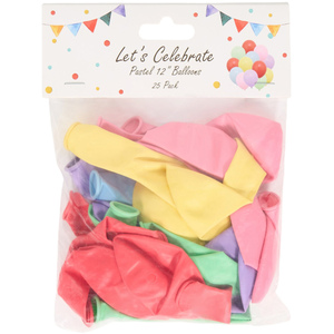 Pack of 25 Pastel Coloured Balloons