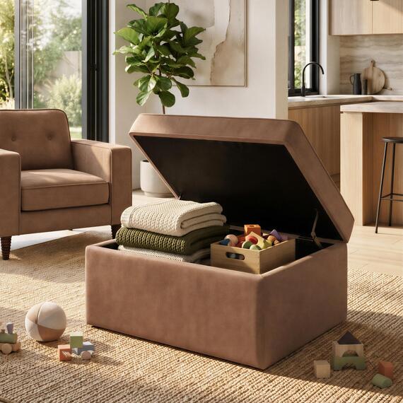 Jasper Faux Leather Storage Footstool